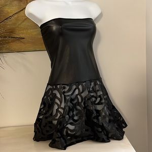 Sexy Wet Look Faux Leather Micro Mini Dress